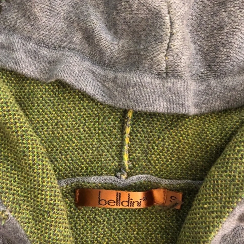 Belladini Pineapple Cardigan Hooded Sweater Gray Yellow Coastal